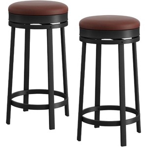 Swivel Bar Stool, 24"H Counter Stool with PU Cushion & Footrest, Kitchen, Dining Room, Bar - 1 of 4