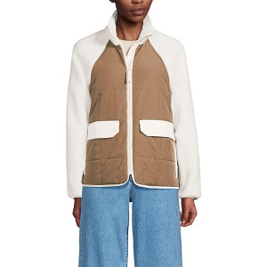 Lands' End Women's Mixed Media High Pile Fleece Jacket - 1 of 4