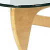 HomeRoots 54" Clear and Natural Glass and Wood Triangle Abstract Coffee Table - 4 of 4