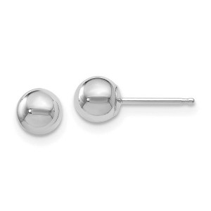Black Bow Jewelry 5mm (3/16 Inch) 14k White Gold Polished Ball Friction Back Studs - 1 of 4