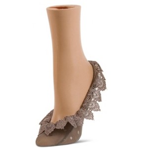 Memoi Women's Beyond Lace Fringe Polka Dot Foot Liner Socks Adobe Rose One Size - 1 of 1