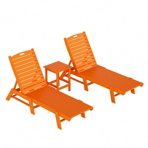 WestinTrends 3 Pieces Poly Outdoor Patio Chaise Lounge Chair with Side Table Set - 1 of 4