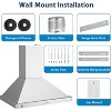 30in Wall Mount Kitchen Range Hood with LED Lights, 400CFM 3 Speed Stainless Steel Exhaust Hood, Dishwasher Safe Filter for Effective Smoke Removal - 3 of 4
