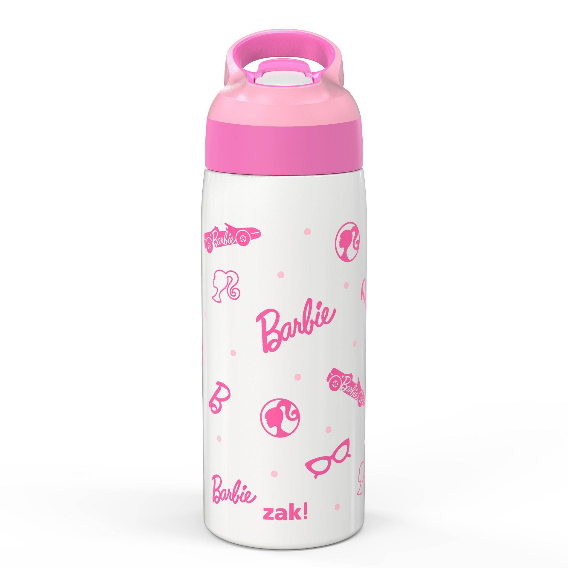 Zak Designs 19 fl oz Stainless Steel Vacuum Insulated Riverside Barbie Water Bottle: Kids & Toddler Pink Drinkware