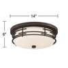Franklin Iron Works Arden Rustic Ceiling Light Flush Mount Fixture 14" Wide Antique Bronze 3-Light White Glass Shade for Bedroom Kitchen Living Room - 4 of 4