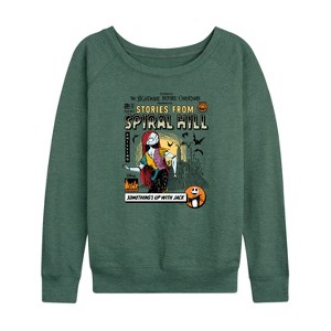 Women's - Disney - The Nightmare Before Christmas Lightweight French Terry Wide Neck Long Sleeve Shirt - 1 of 4