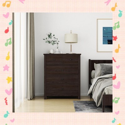 Garvee Elegant 5-Drawer Wooden Dresser – Modern Storage Unit with Metal Handles for Bedroom, Living Room, or Hallway