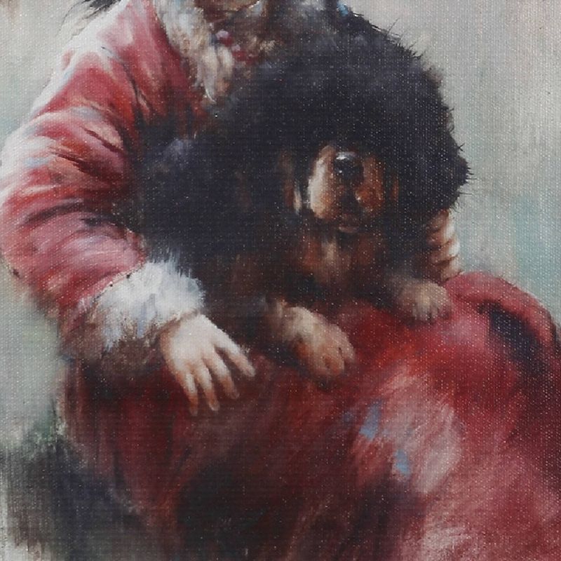 20&#34;x20&#34; Tibetan Mastiff on Little Girl&#39;s Lap Wall Art - A&#38;B Home, 4 of 5