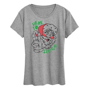 Women's - Instant Message - Here To Sleigh Christmas Short Sleeve Graphic T-Shirt - 1 of 4