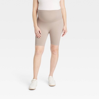 Image of Seamless Ribbed Maternity Bike Shorts - Isabel Maternity by Ingrid & Isabel™ Taupe M