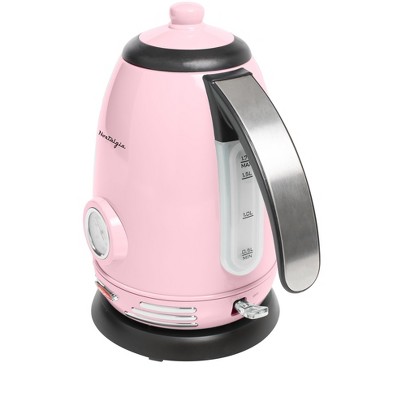 Nostalgia Pink Retro 1.7-Liter Stainless Steel Electric Kettle