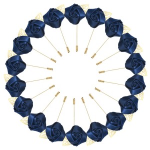 Unique Bargains Wedding Golden Leaf Rose Flower Lapel Pins for Men Suits 18 Pcs - 1 of 4