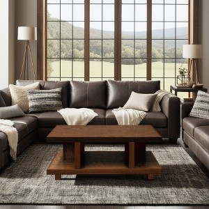 49" Wood Coffee Table with Open Shelf, No Assembly Required, Ideal for Living Room or Family Room - 1 of 4