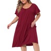 Women's Plus Size Short Sleeve Scoop Neck Soft with Pockets Nightgowns - Agnes Orinda - 2 of 4
