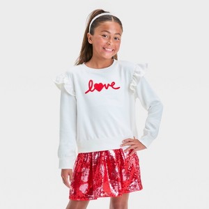 Girls' French Terry Valentine's Day Pullover Sweatshirt - Cat & Jack™ - 1 of 4