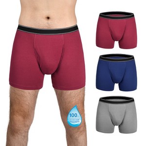 TIICHOO Washable Incontinence Underwear for Men with Front Fly Cotton Leakproof Underwear 3 Pack - 1 of 4