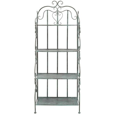 Tyrique 4 Tier Indoor And Outdoor Shelf Unit - Antique Green - Safavieh ...