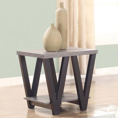 Transitional Black and Gray Wood Rectangular End Table