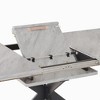 Gulches 62.4" Extendable to 78.15" Gray Dining Table, Mid-Century Modern Kitchen Table with Black Metal X-Shaped Legs, Multi-Use for Dining Room - 2 of 4