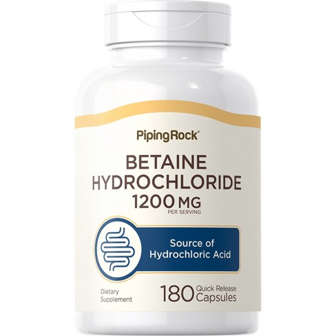 Piping Rock Betaine Hcl | 1200mg | 180 Capsules | Betaine Hydrochloride ...