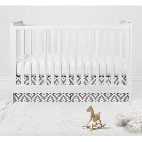 Bacati Love Gray white Diamond Crib Toddler Bed Skirt