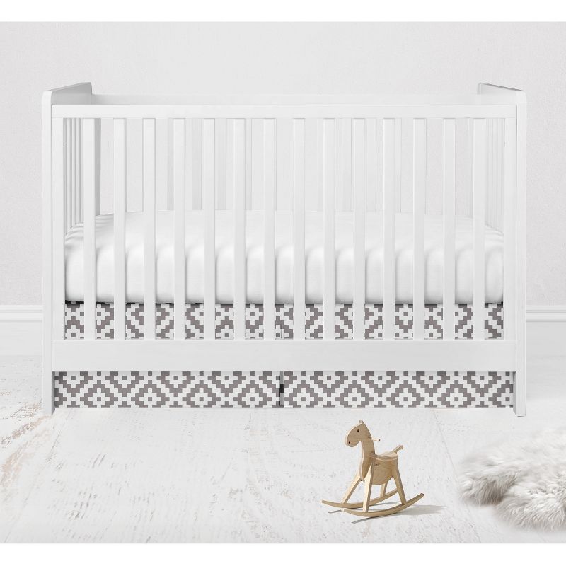 Bacati - Love Gray/white Diamond Crib/Toddler Bed Skirt, 1 of 4
