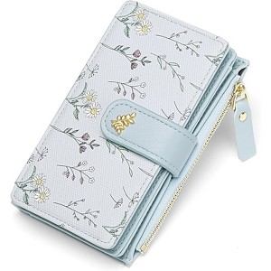 Clotth Womens Wallet - RFID Blocking Trifold Wallet for Women - Large Capacity Vegan Leather Floral Purse with Zipper Coin Pocket - 1 of 4