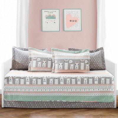 6pc 39"x75" Llama Striped Daybed Pink/Turquoise - Lush Décor
