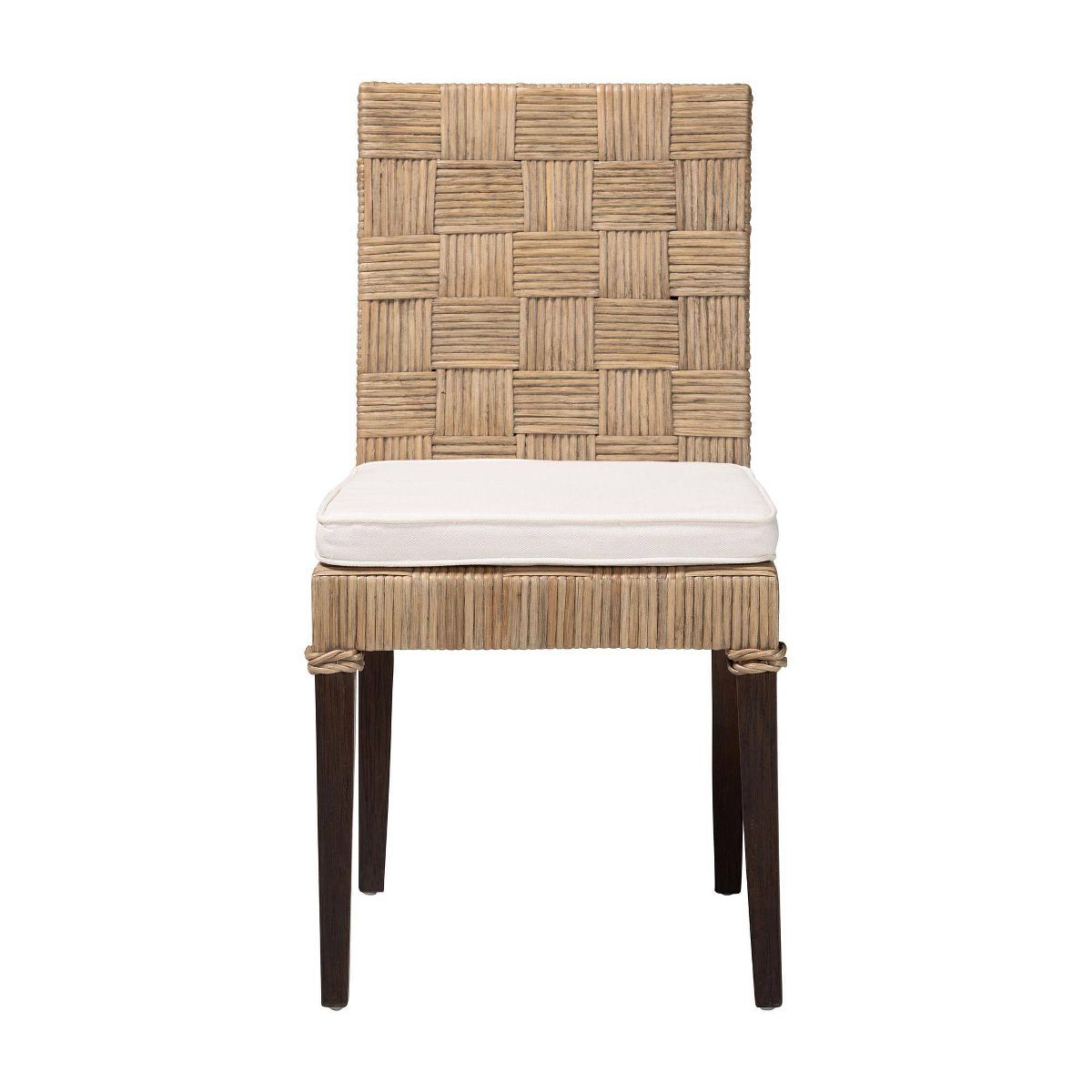bali & pari Fatima Natural Rattan Dining Chair with Cushion Gray Taupe/Black - thumbnail 5