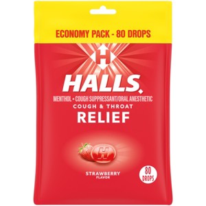 Halls Cough & Throat Relief - Strawberry - 80ct - 1 of 4