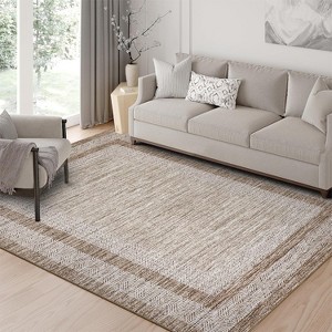 Modern Rug Thin Washable Non-Slip Geometric Border Low Pile Foldable Soft Non-Shedding Indoor Accent Carpet - 1 of 4