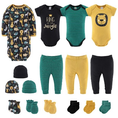 The Peanutshell Layette Gift Set For Baby Boys, King Of The Jungle, 16 Essential Pieces, 6-9 ...