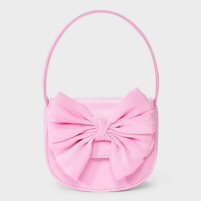 Toddler Chiffon Tote Handbag - Cat & Jack™ Pink: Faux Leather Bow Design