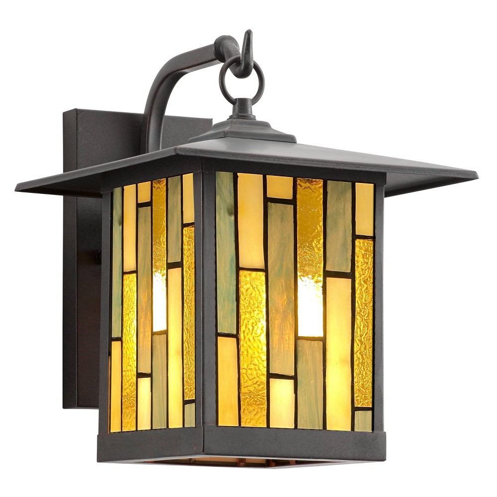 Photos - Chandelier / Lamp 11.75" Stained Glass 1-Light Prairie Style Outdoor Wall Lantern Sconce Oil