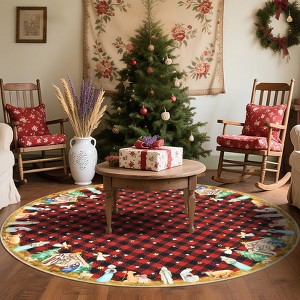 Washable Rugs for Living Room, Non-Slip Red Christmas Area Rug, Low Pile Xmas Decorative Carpetm - 1 of 4