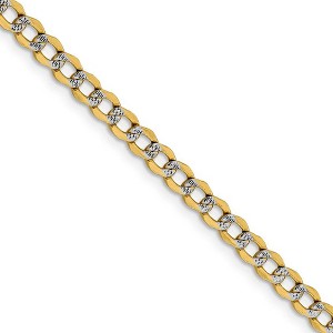 Black Bow Jewelry 4.25mm 14k Yellow Gold & Rhodium Hollow Pave Curb Chain Necklace - 1 of 4