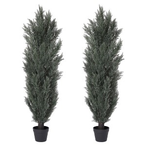 NAYSAYE Planter 150cm Detachable Artificial Green Cypress Tree Realistic Tall Faux Plant for Indoor Outdoor Garden, Green, 8.7"*8.7"*59" - 1 of 4