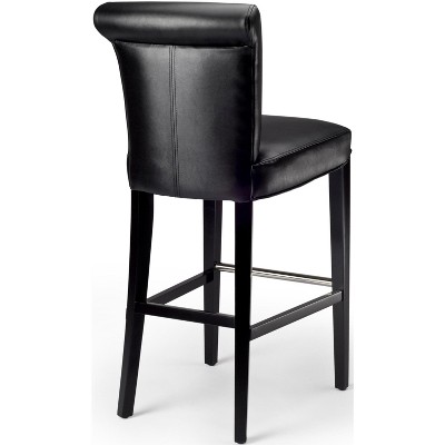 Seth Black Leather and Wood Parsons Bar Stool
