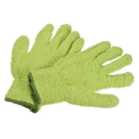 Unique Bargains Dusting Cleaning Gloves Microfiber Mittens For Plant Lamp  Window Green : Target