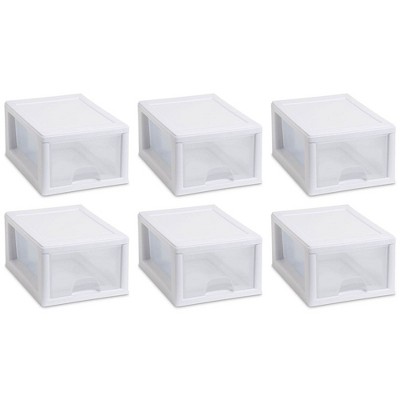 IRIS USA 4Pack 6qt Plastic Compact Stackable Storage Drawers, Black