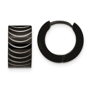 Chisel Stainless Steel Polished Black IP-plated 7mm Hinged Hoop Earrings - 1 of 4