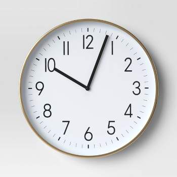 19" Plastic Mirrored Wall Clock Brass - Threshold™