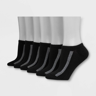 Hanes Premium Performance Women's Bounce Cushioned Marled 6pk No Show Tab  Athletic Socks - Black/White 5-9 6 ct