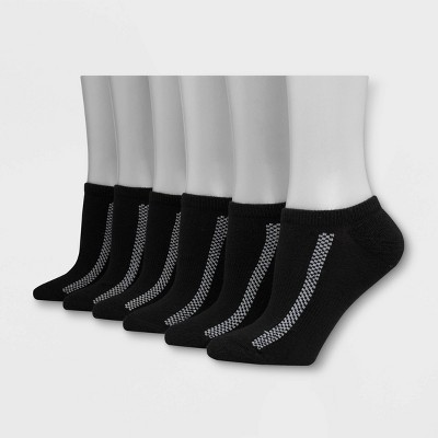 Hanes Womens Socks sz 8-12 Black No Show Arch Support Non-Slip