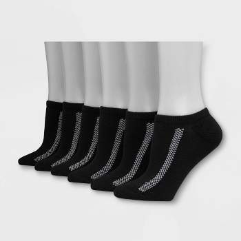 Hanes Premium Performance Women's Bounce Cushioned Marled 6pk No Show Tab  Athletic Socks - Black/White 5-9