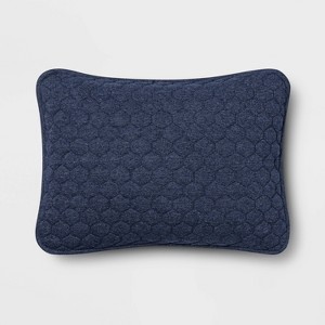 Standard Jersey Quilted Pillow Sham Navy - Room Essentials , Blue