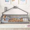 Twin Size Montessori Floor Bed with Safety Guardrails and Door for Toddler - 2 of 4