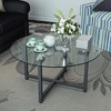 NicBex 35.44 Inch Round Coffee Table with Tempered Glass Tabletop,Side Center Table for Living Room,Bedroom - 4 of 4