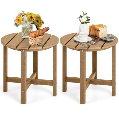 Tangkula 2PCS 18"Adirondack Side Table Weather Resistant HDPE Garden Patio