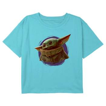 Girl's Star Wars: The Mandalorian Grogu Circle Halo Crop T-Shirt